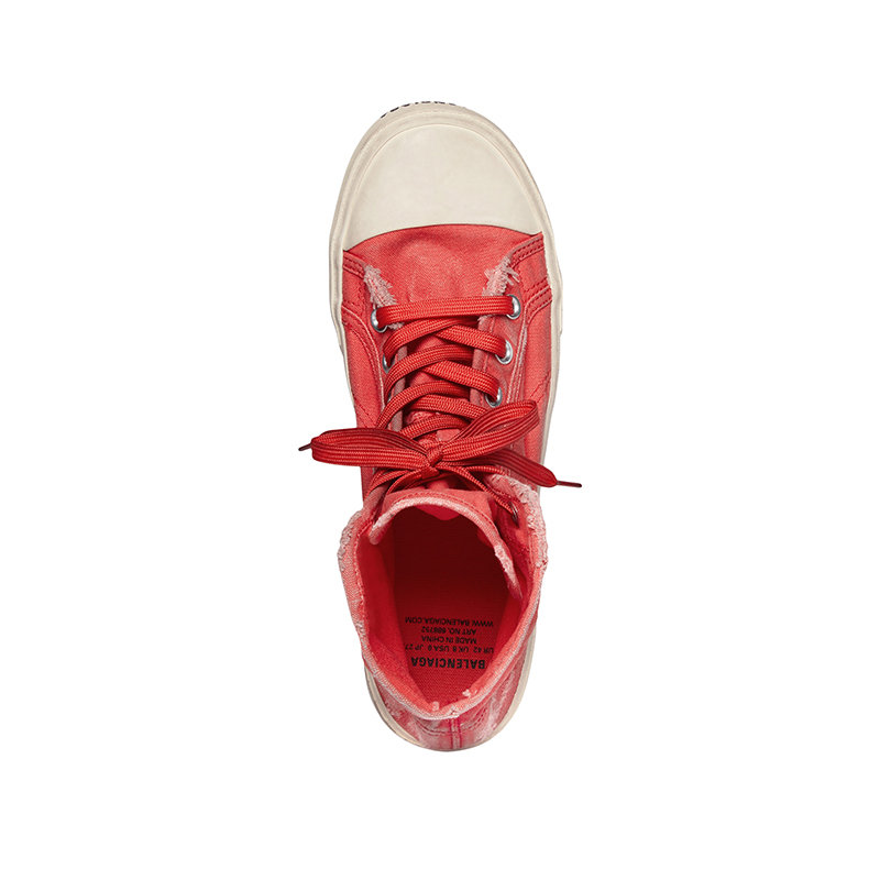 【预售3-7天】Balenciaga/巴黎世家 22年春夏新款 男士红色磨损棉质材料高帮运动鞋帆布鞋688752W3RC16090商品第5张图片规格展示