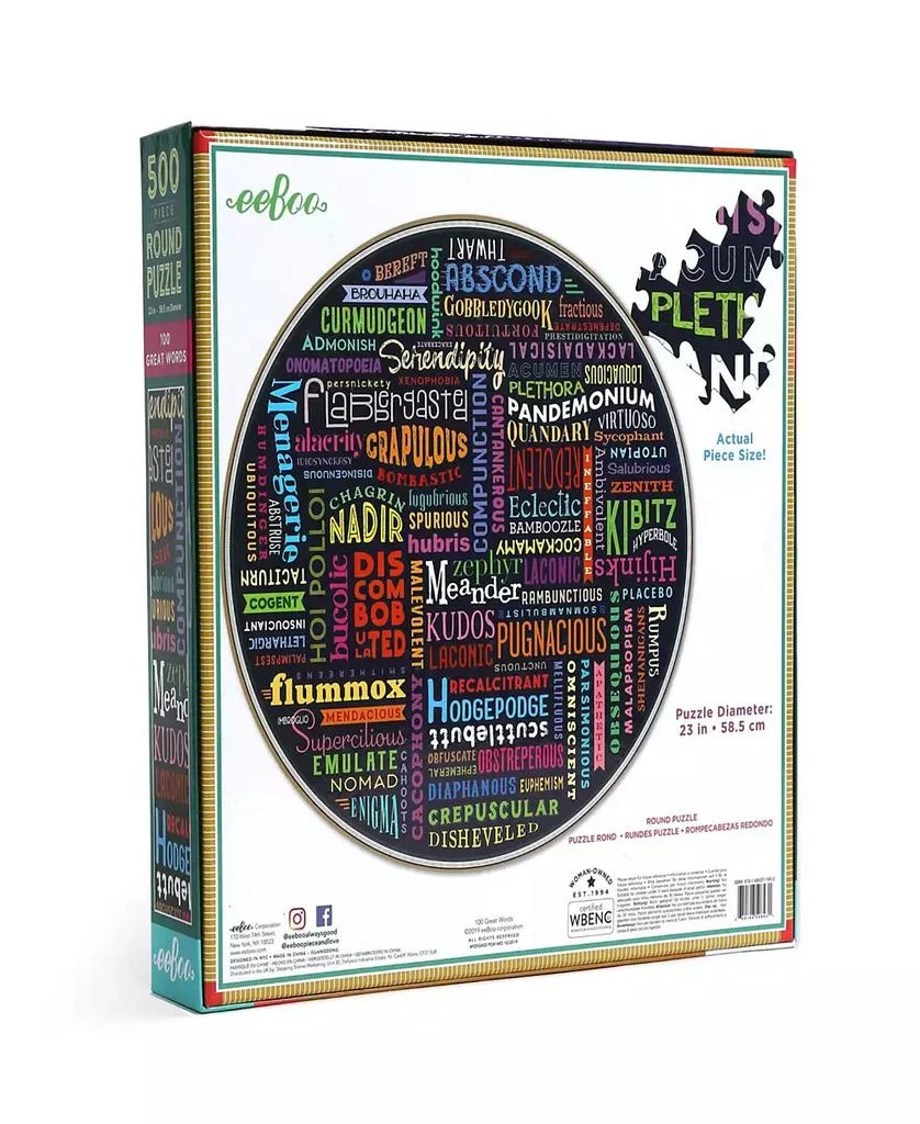 商品Eeboo|Piece and Love 100 Great Words Round Circle Jigsaw Puzzle Set, 500 Piece,价格¥105,第5张图片详细描述