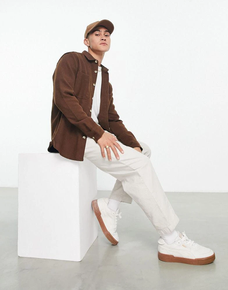 商品ASOS|ASOS DESIGN wool mix shacket in mid brown,价格¥241,第4张图片详细描述