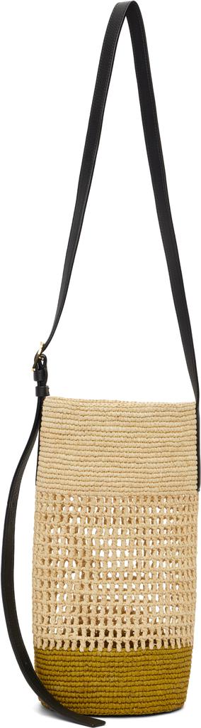 Bolsa tipo balde pequena Billie bege e caqui image 2