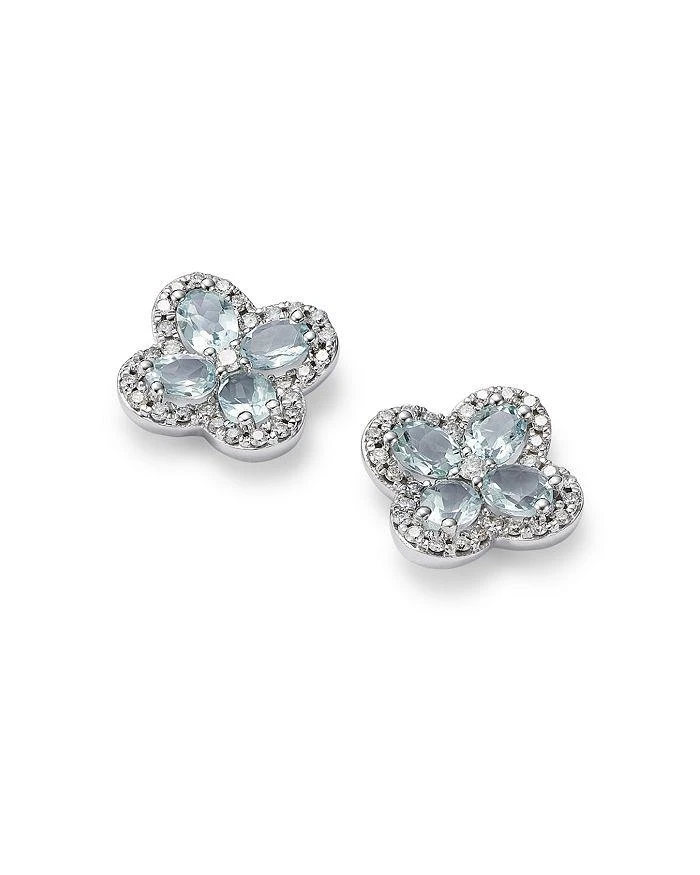 商品Bloomingdale's|Aquamarine & Diamond Clover Earrings in 14K White Gold,价格¥23445,第3张图片详细描述