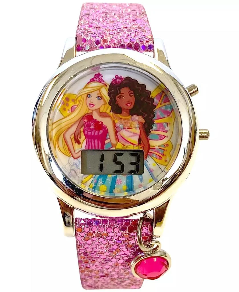 商品Accutime|Kid's Barbie Digital Pink Glitter Silicone Strap Watch 34mm,价格¥129,第1张图片