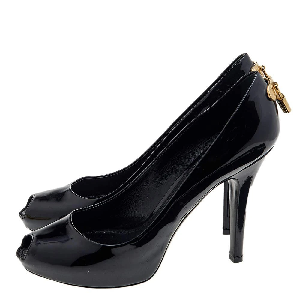 商品[二手商品] Louis Vuitton|Louis Vuitton Black Patent Leather Oh Really! Peep Toe Pumps Size 38.5,价格¥2557,第4张图片详细描述