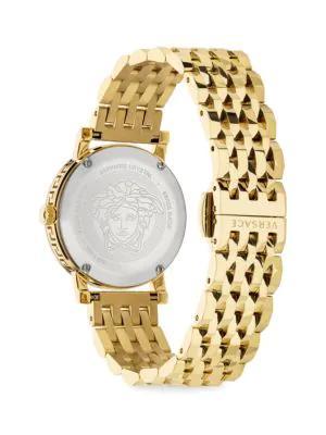 商品Versace|Greca Glass 32MM Goldtone Stainless Steel Bracelet Watch,价格¥4960,第5张图片详细描述
