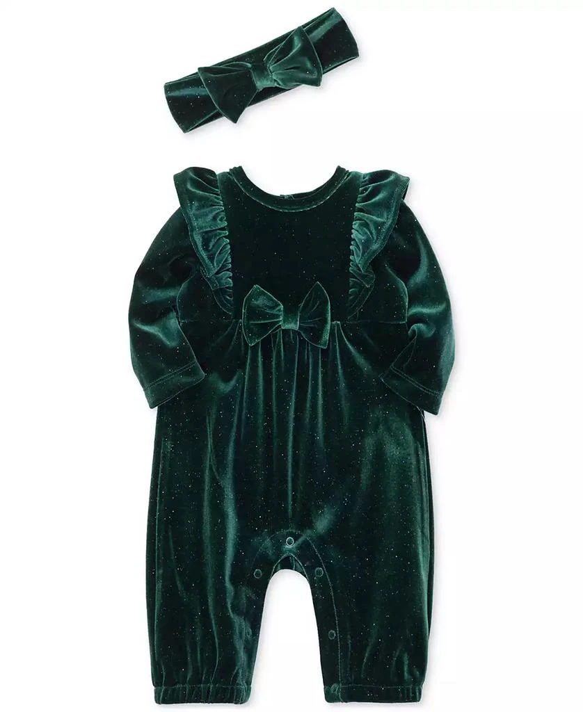 商品Little Me|Baby Girls Sparkle Velour Jumpsuit & Headband Set,价格¥169,第3张图片详细描述