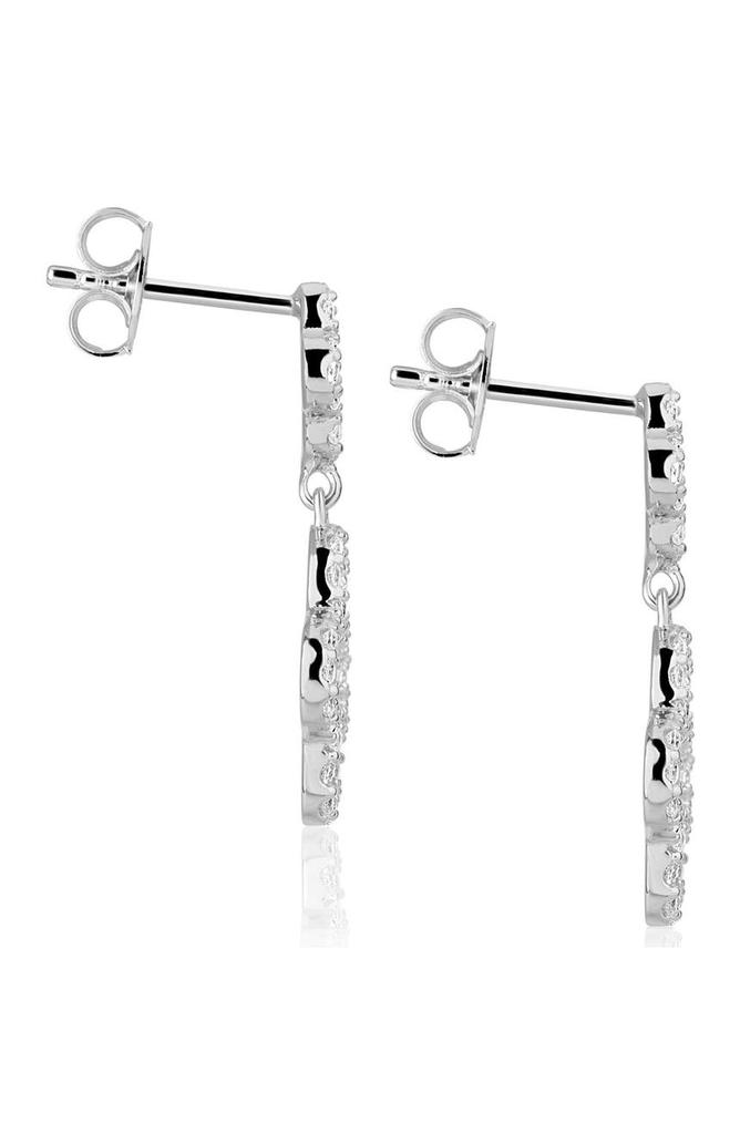 Sterling Silver CZ Clover Drop Earrings商品第3张图片规格展示