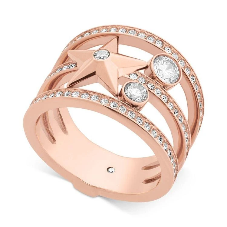 商品Michael Kors|Rose Gold-Tone Stainless Steel Crystal & Star Ring,价格¥533,第1张图片