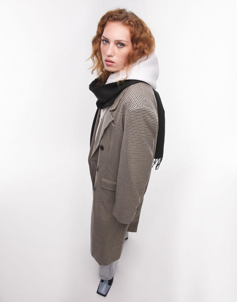 商品Topshop|Topshop check oversized dad coat in neutral,价格¥612,第1张图片