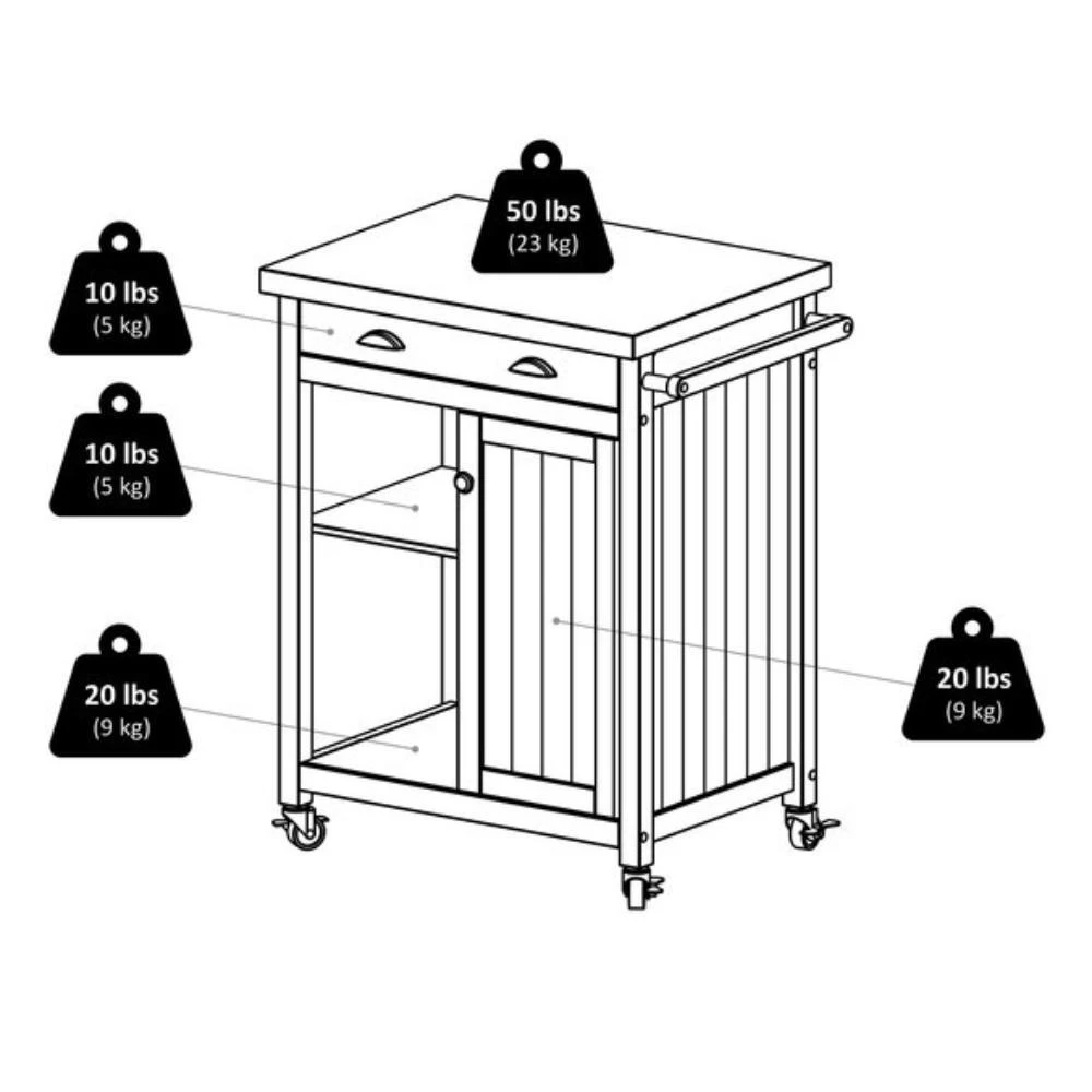 商品Hivvago|Kitchen Cart Black,价格¥2857,第4张图片详细描述