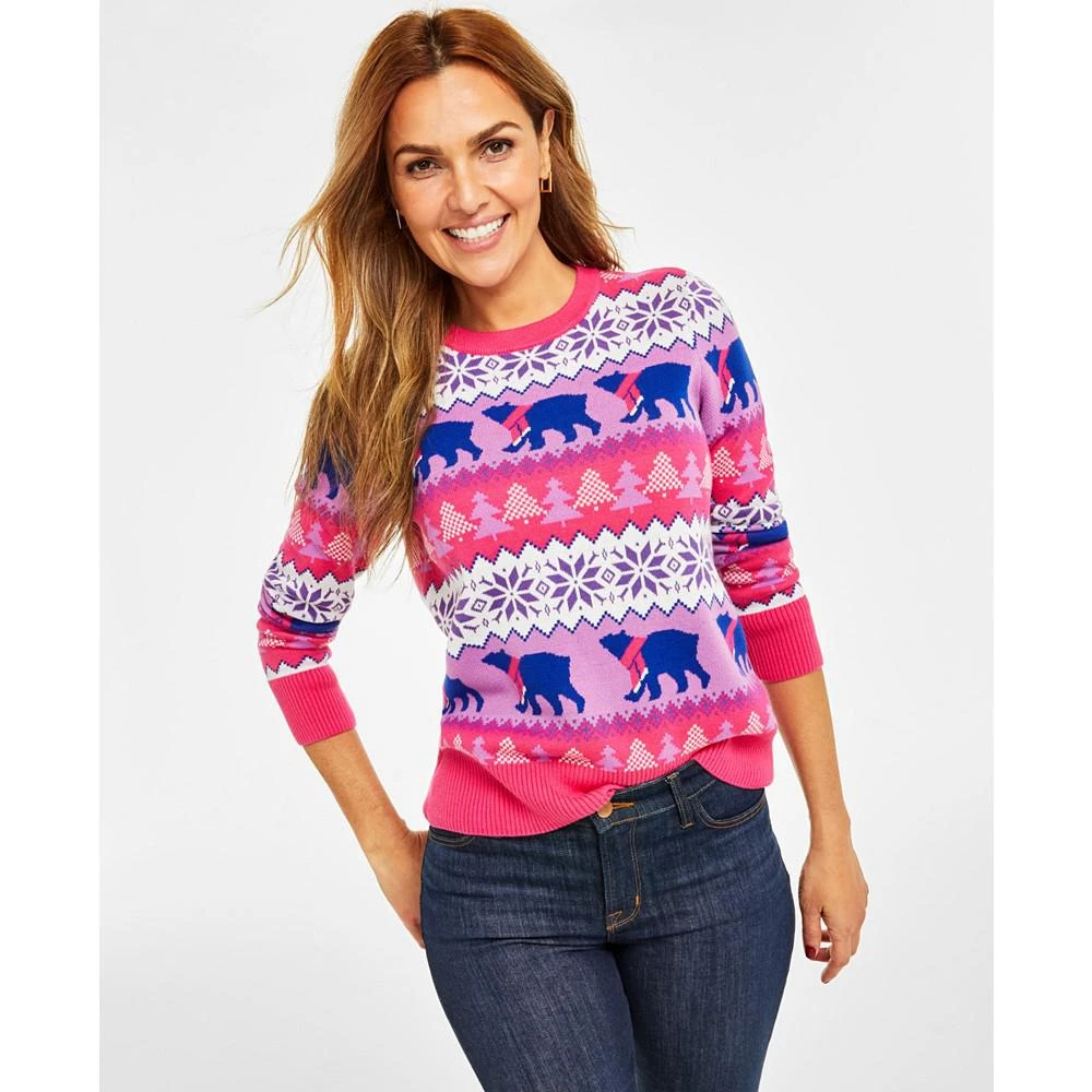 商品Charter Club|Holiday Lane Women's Santa Bear Sweater, Created for Macy's,价格¥188,第1张图片