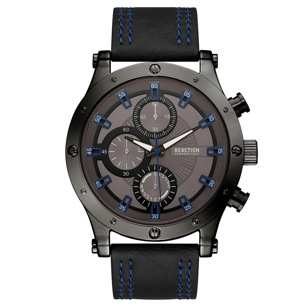 商品Kenneth Cole|Men's Black Faux Leather Strap Watch 48mm,价格¥486,第1张图片