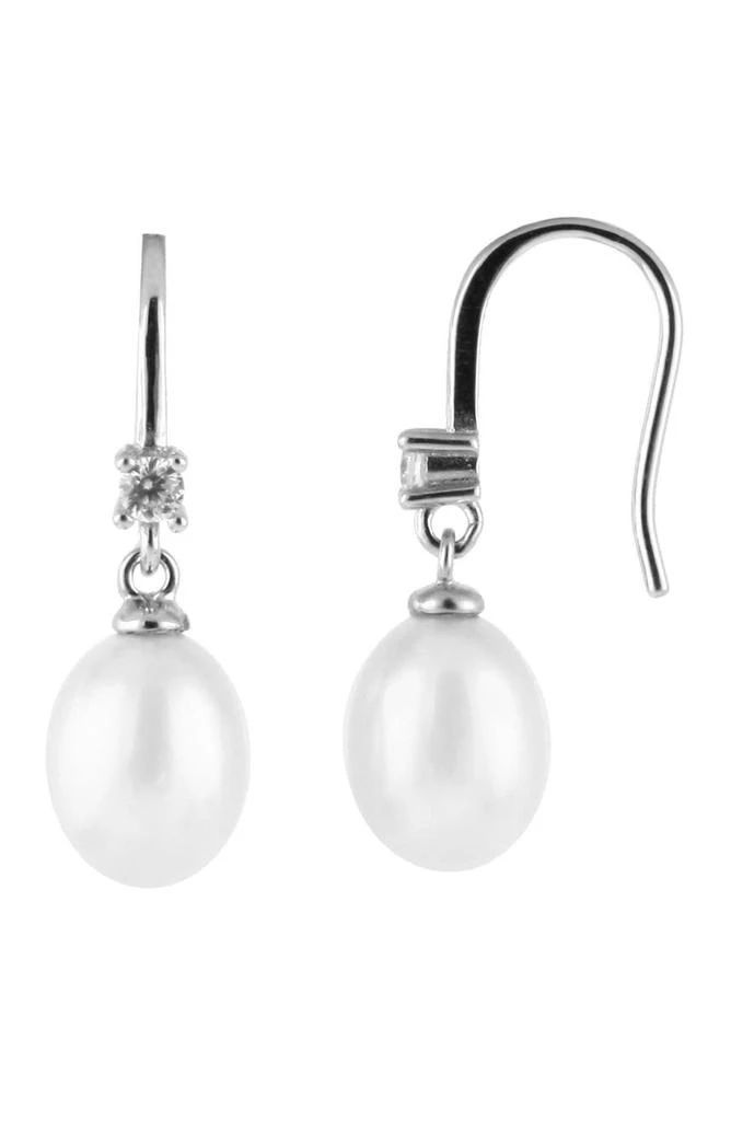 商品Splendid Pearls|Sterling Silver CZ 7.5-8mm Freshwater Pearl Drop Earrings,价格¥201,第1张图片