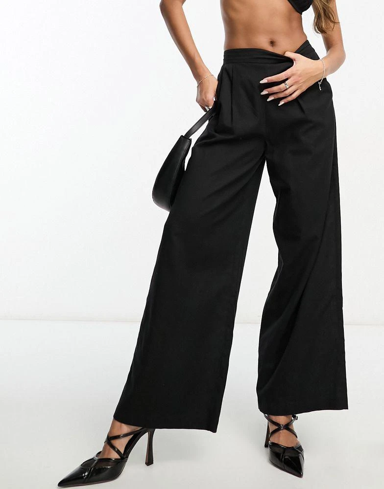 商品AsYou|ASYOU linen wide leg trouser co-ord in black,价格¥243,第4张图片详细描述