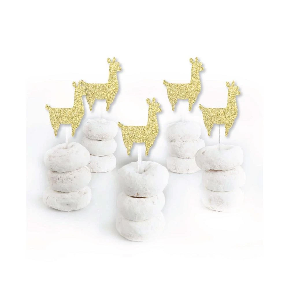 商品Big Dot of Happiness|Gold Glitter Llama - No-Mess Dessert Cupcake Toppers - Treat Picks - Set of 24,价格¥134,第2张图片详细描述