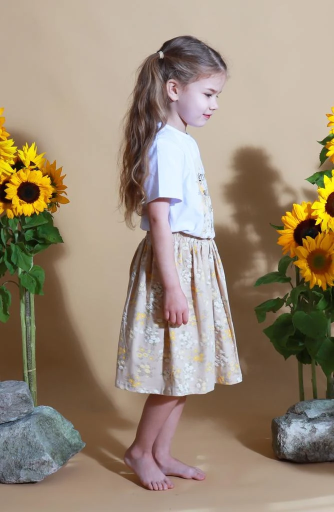 Kids' Grow with the Flow Cotton Graphic T-Shirt & Floral Skirt Set 商品