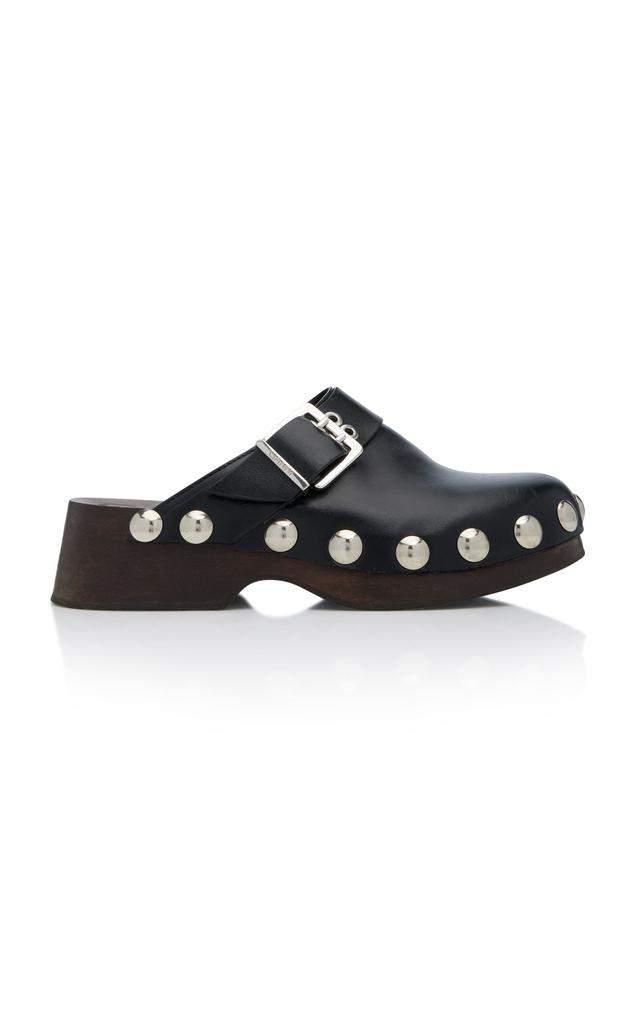 Ganni - Women's Studded Leather Clogs - Black - Moda Operandi商品第1张图片规格展示