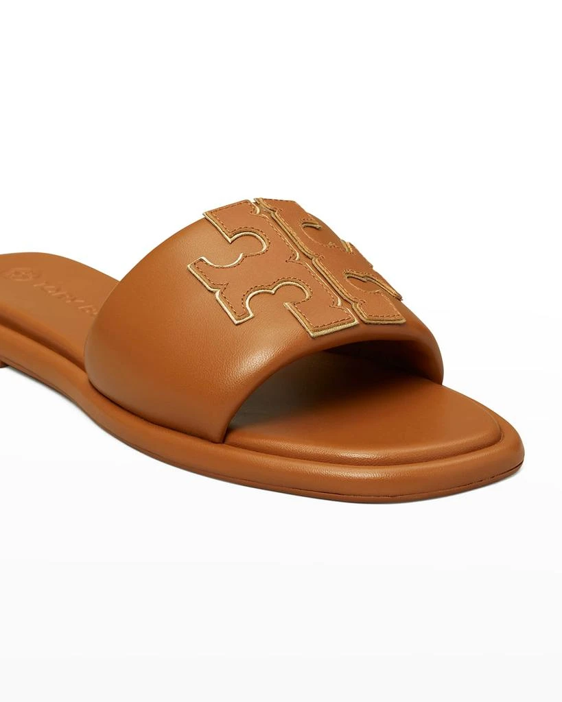 商品Tory Burch|Double T Leather Medallion Slide Sandals,价格¥1535,第4张图片详细描述