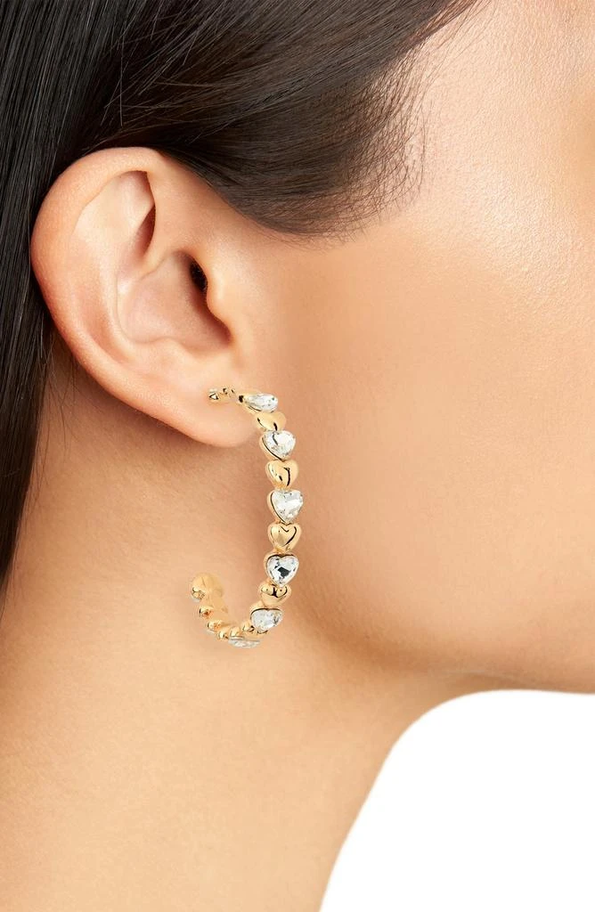 商品Nordstrom|Alternating Crystal Heart Hoop Earrings,价格¥42,第2张图片详细描述