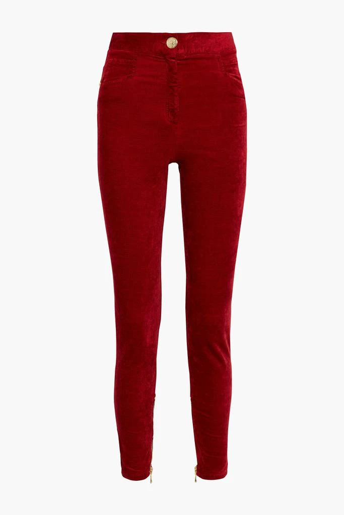 商品Balmain|Cotton-blend velvet skinny pants,价格¥2257,第1张图片