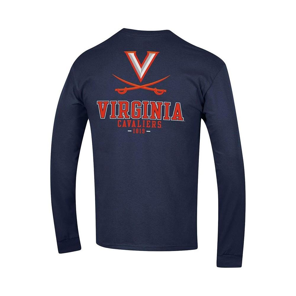 Men's Navy Virginia Cavaliers Team Stack Long Sleeve T-shirt商品第2张图片规格展示