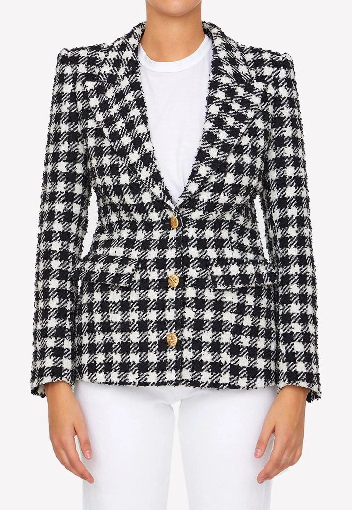 商品Alessandra Rich|Vichy Tweed Single-Breasted Peak-Lapeled Blazer in Wool Blend,价格¥10090,第1张图片