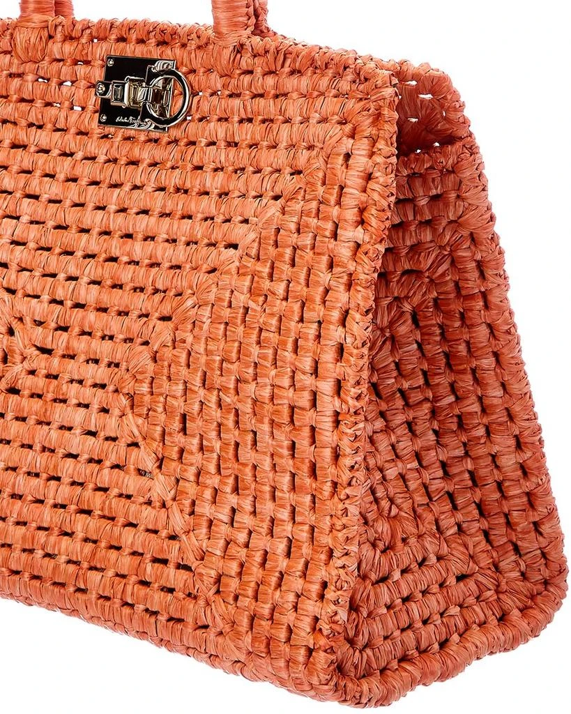 商品Salvatore Ferragamo|Salvatore Ferragamo Studio Box Handcrafted Raffia Satchel,价格¥14897,第3张图片详细描述