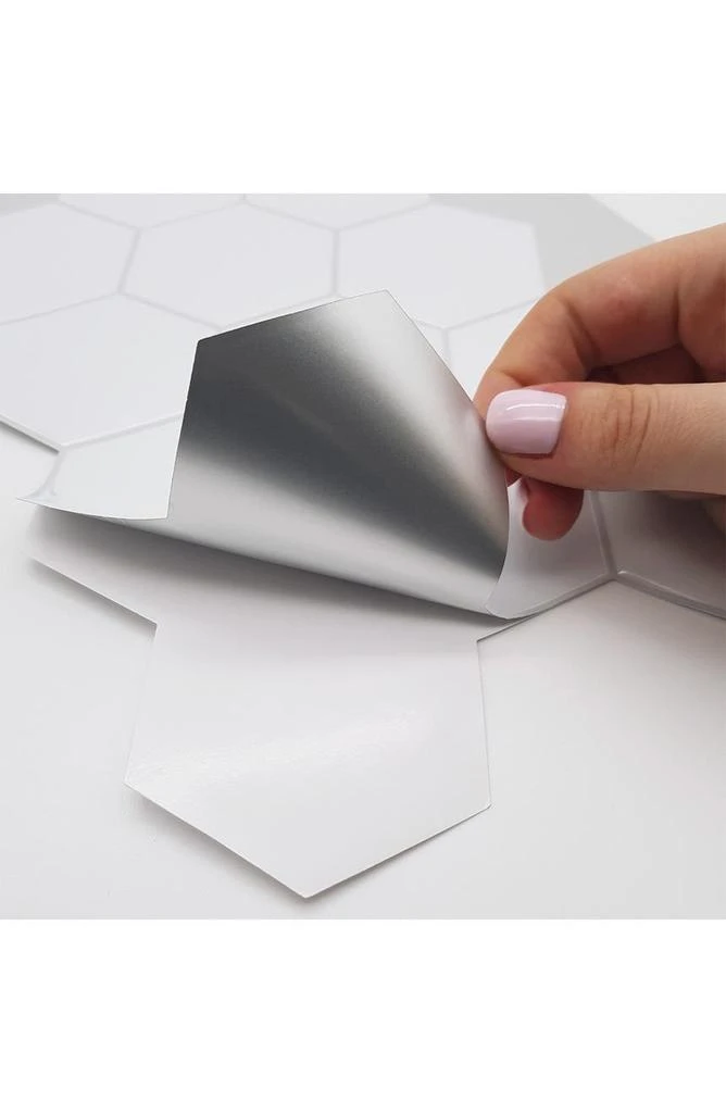 商品WALPLUS|Classic Hexa Premium White Glossy 3D Sticker Tile 28 x 20cm (11 x 8 in) - Pack of 8,价格¥281,第2张图片详细描述
