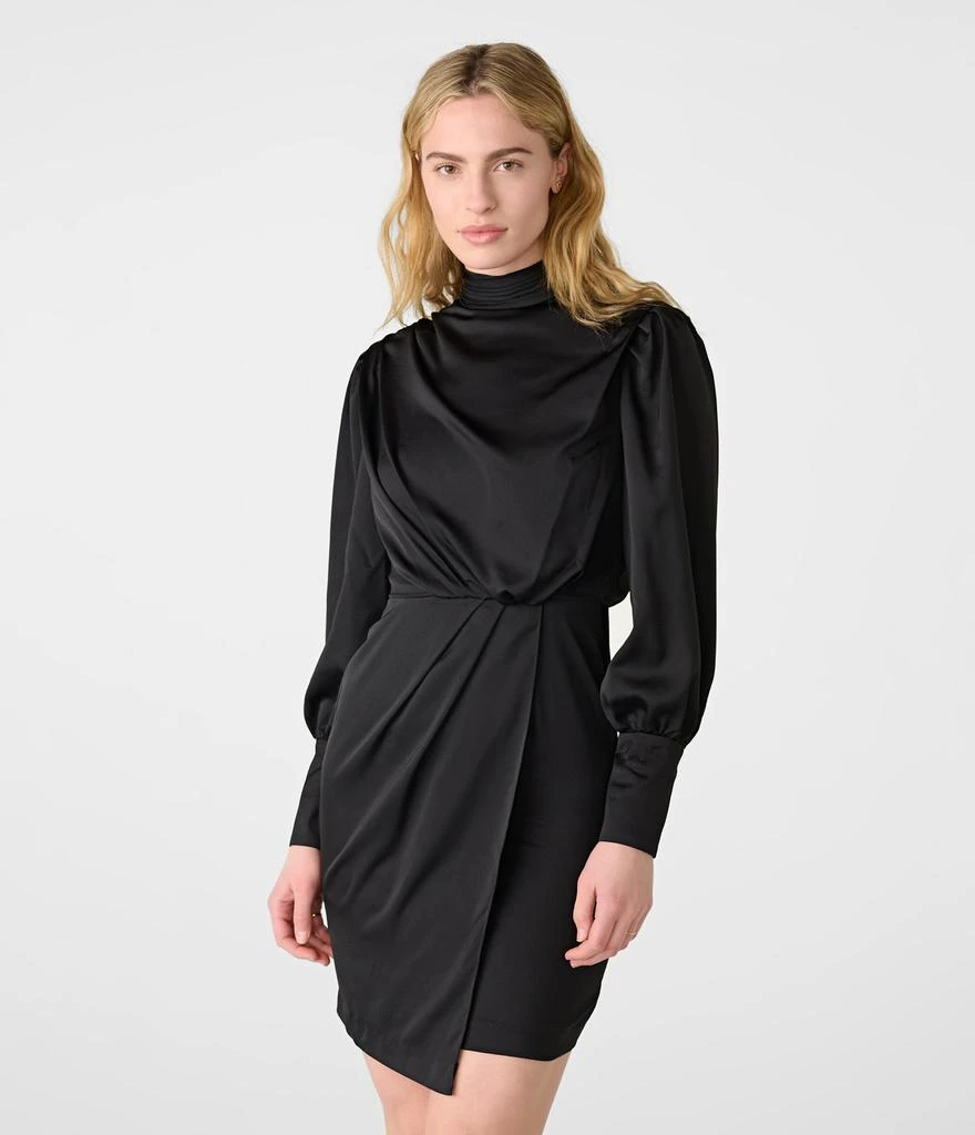 商品Karl Lagerfeld Paris|DRAPED MOCK NECK SATIN DRESS,价格¥449,第1张图片