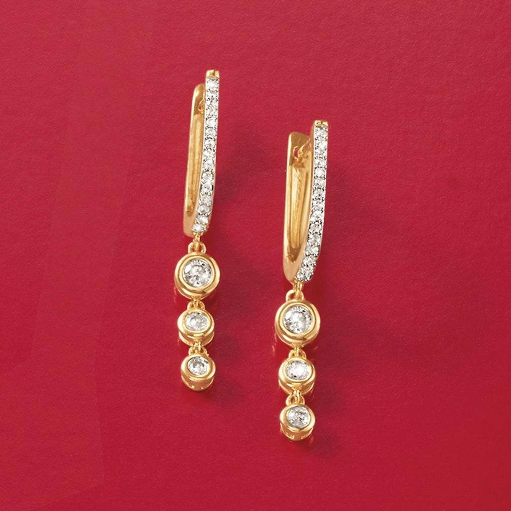 商品Ross-Simons|Ross-Simons Graduated Bezel-Set Diamond Drop Earrings in 14kt Yellow Gold,价格¥3807,第4张图片详细描述