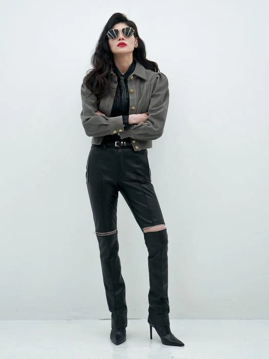 商品UNTAGE|Multi Zipper Leather Slim Trousers,价格¥5315,第1张图片