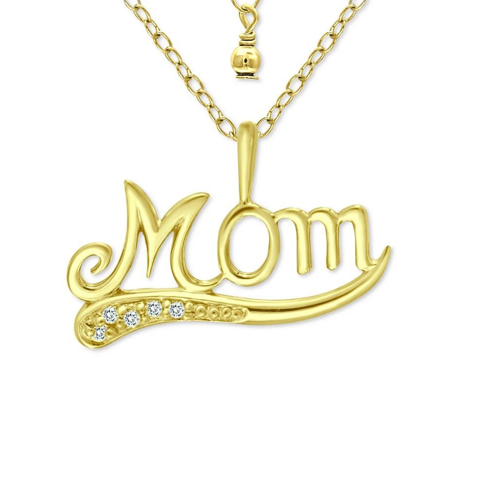 商品Giani Bernini|Cubic Zirconia Accent "Mom" Pendant Necklace in 18k Gold-Plated Sterling Silver, 16" + 2" extender, Created for Macy's,价格¥224,第1张图片