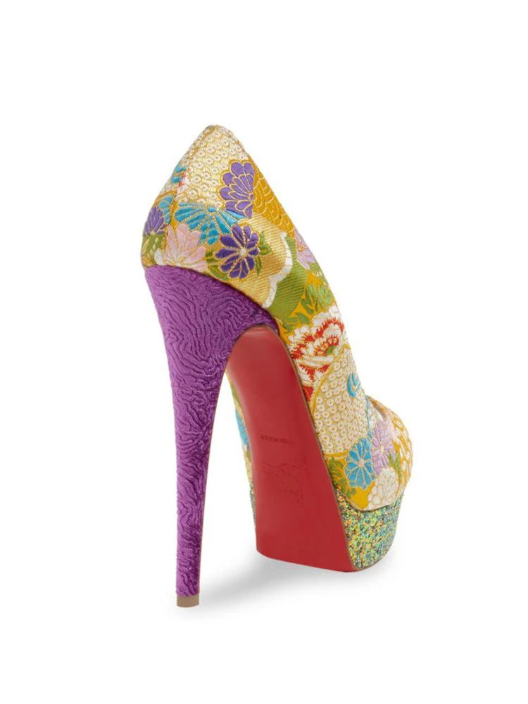 商品Christian Louboutin|Classique Lady Peep 150 Floral & Glitter Platform Peep Toe Pumps,价格¥7312,第2张图片详细描述