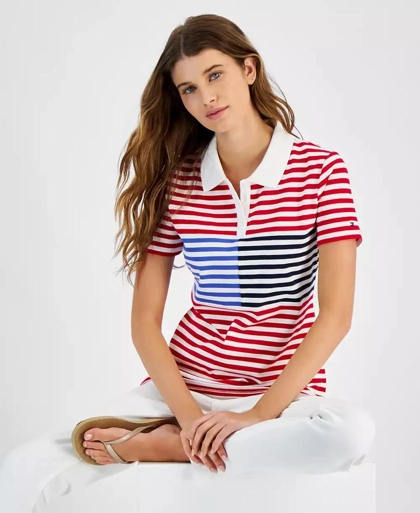 商品Tommy Hilfiger|Women's Striped Short Sleeve Polo Shirt,价格¥141,第3张图片详细描述