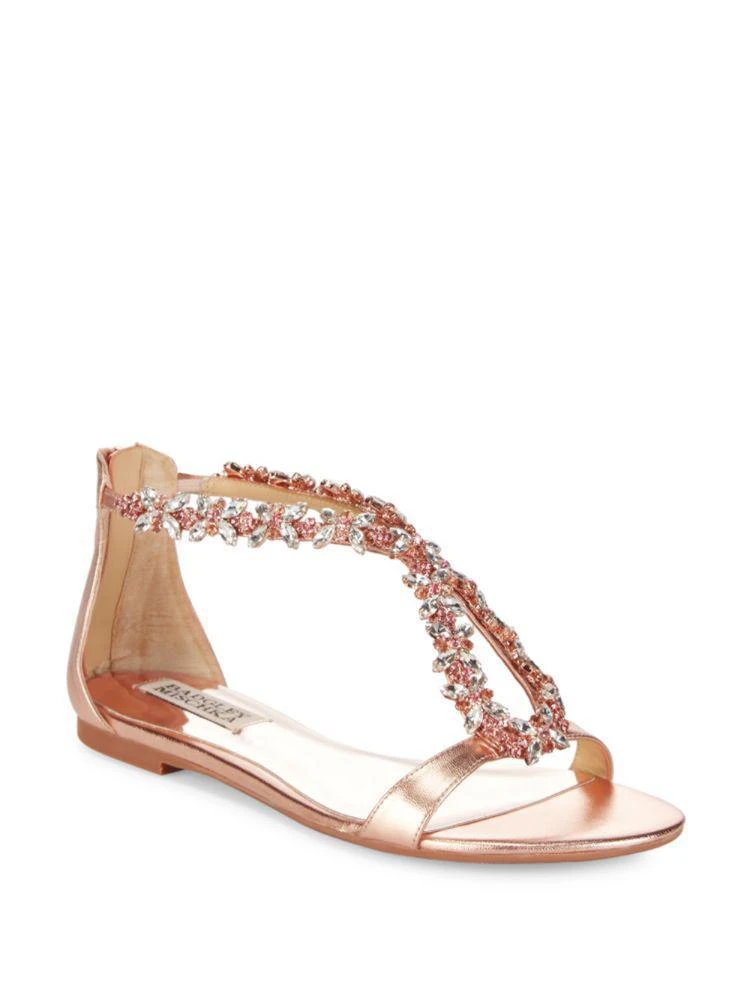 Haynes Embellished Metallic Leather Flat Sandals ��商品