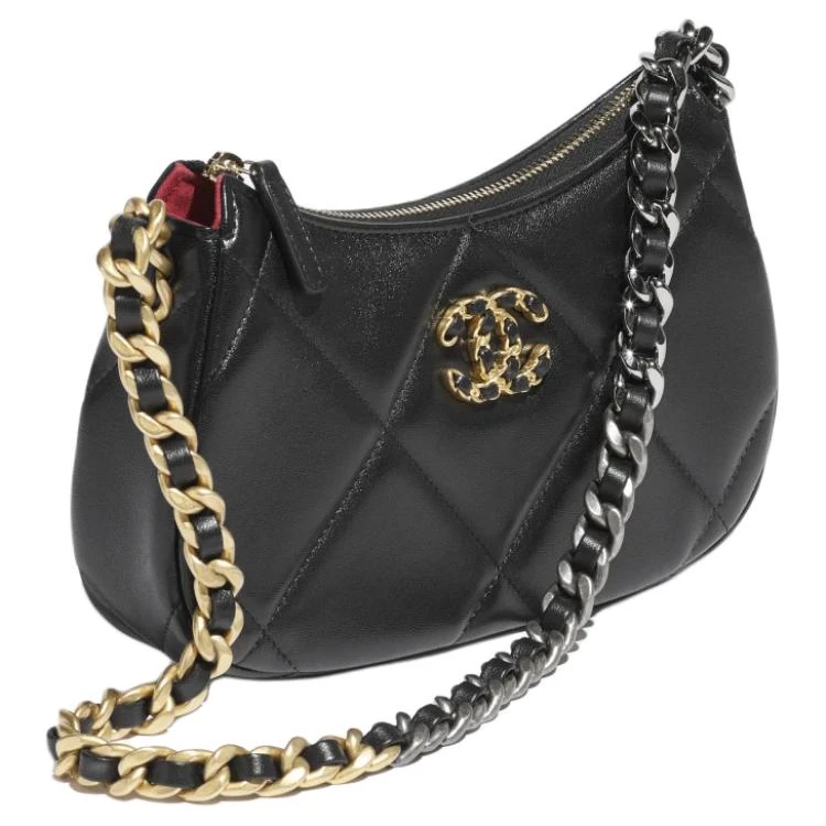 商品[国内直发] Chanel|香奈儿 经典徽标logo 亮色小羊皮 斜挎单肩包 男女同款情侣款 黑色,价格¥34051,第4张图片详细描述