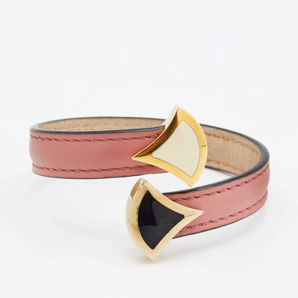 商品[二手商品] BVLGARI|Bvlgari Divas' Dream Enamel Pink Leather Open Cuff Bracelet,价格¥1582,第1张图片