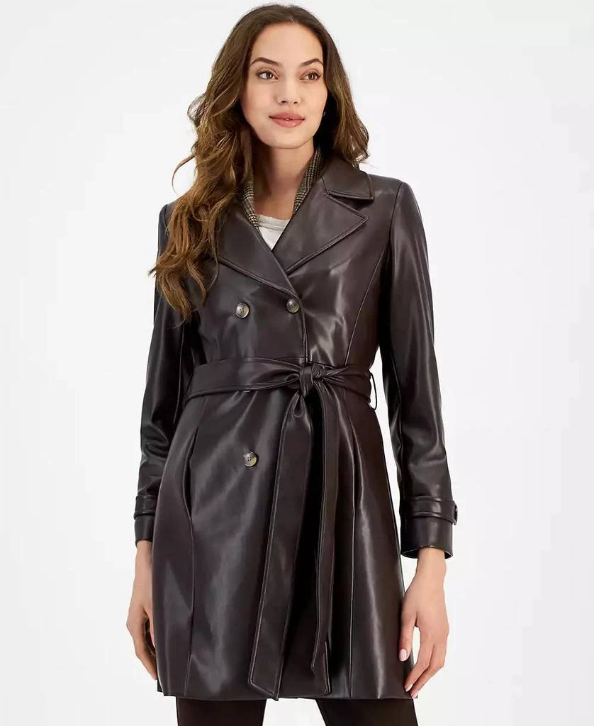 商品Tahari|Women's Faux-Leather Trench Coat,价格¥469,第1张图片