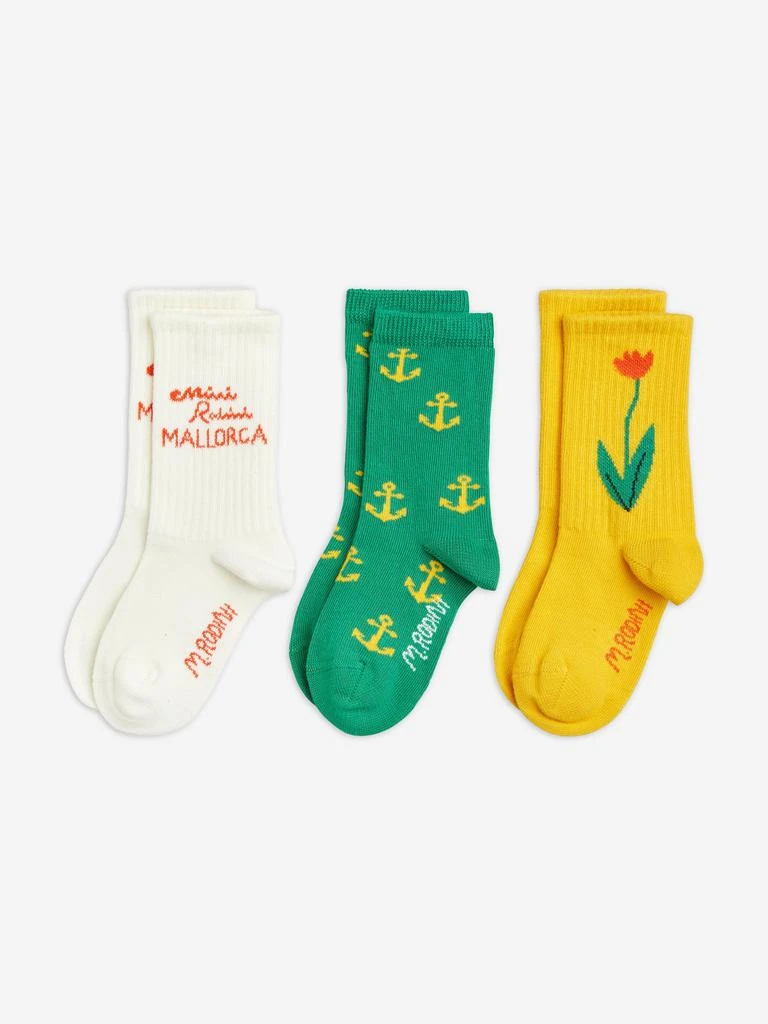 商品Mini Rodini|Mini Rodini Kids Mallorca 3 Pack Socks Set in Multicolour,价格¥119,第1张图片