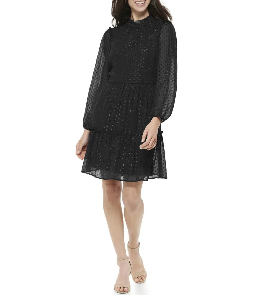 商品Tommy Hilfiger|Long Sleeve Glitter Chiffon Tiered Shift,价格¥1044,第1张图片