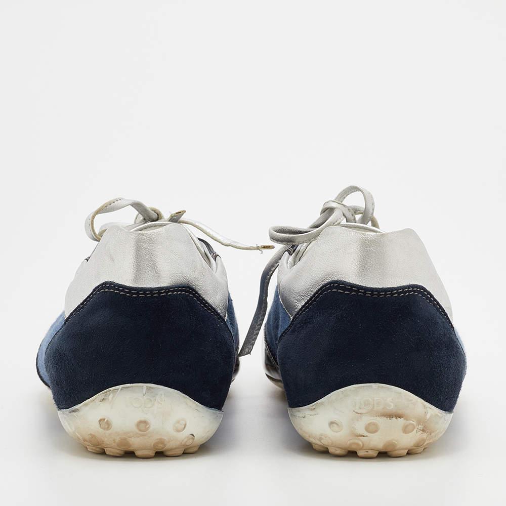 商品[二手商品] Tod's|Tod's Blue/Silver Denim And Leather Low Top Sneakers Size 38,价格¥1577,第7张图片详细描述