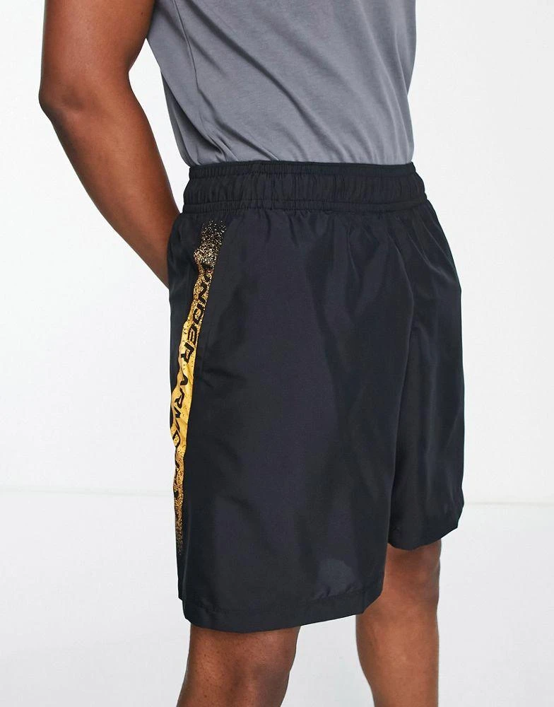 商品Under Armour|Under Armour Training woven side graphic shorts in black and yellow,价格¥204,第1张图片