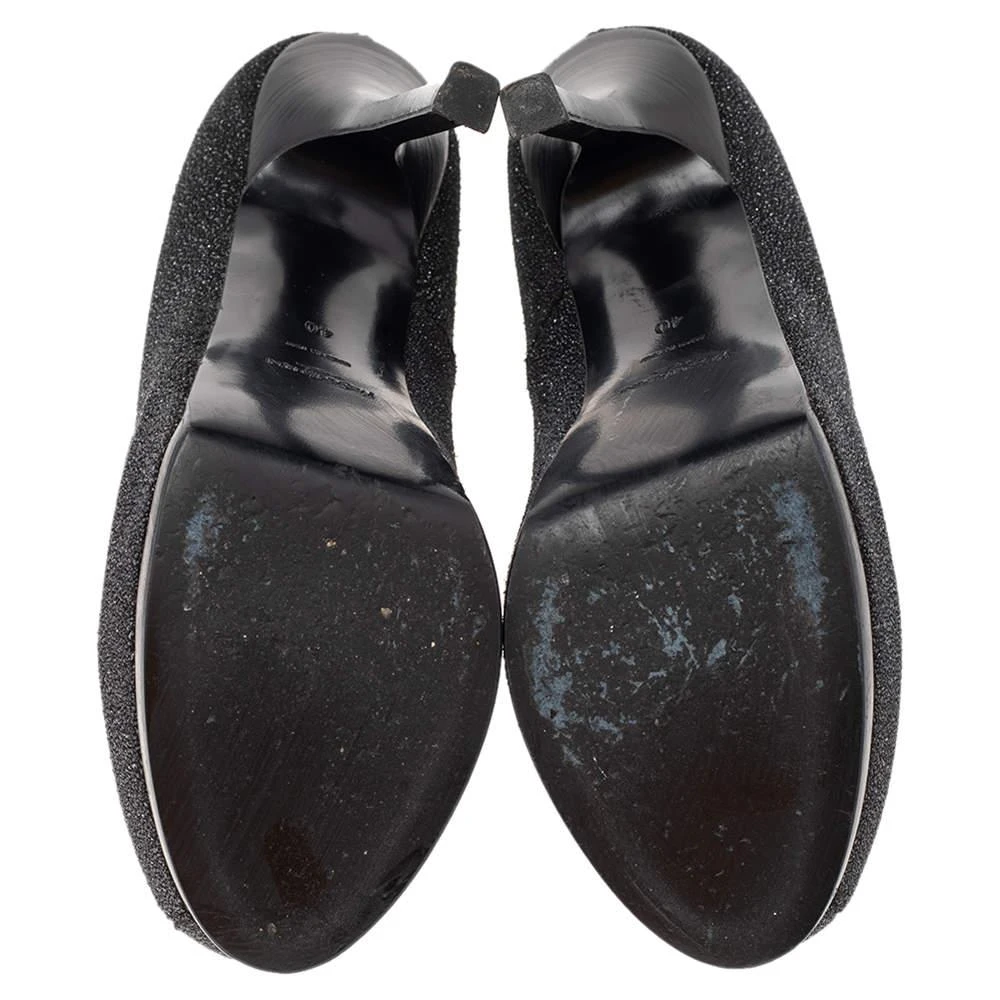 Yves Saint Laurent Black Glitter Tribtoo Platform Pumps Size 40 商品