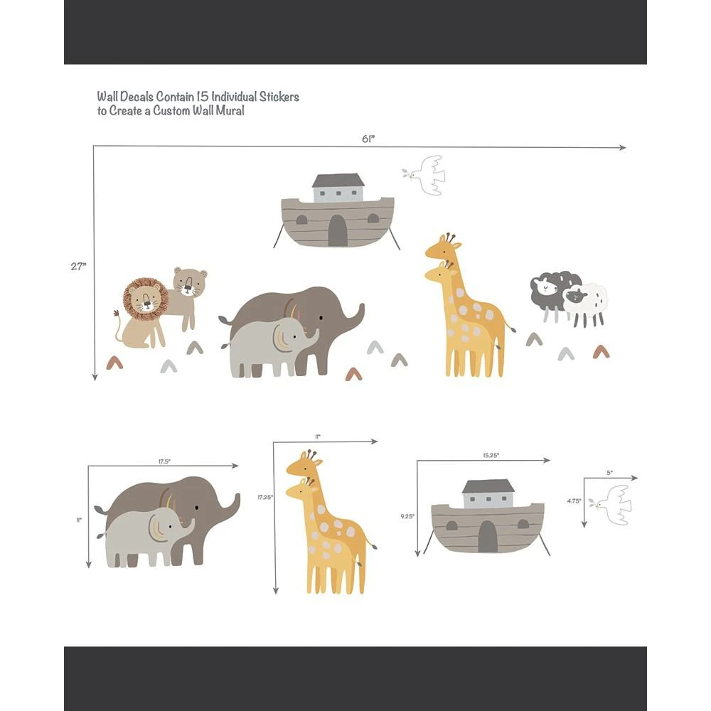 商品Lambs & Ivy|Baby Noah Ark/Boat with Pairs of Animals Wall Decals/Stickers,价格¥172,第3张图片详细描述