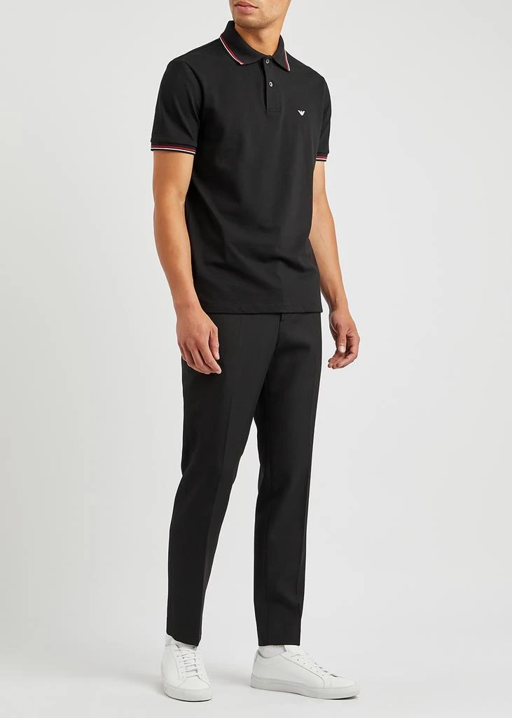 商品Emporio Armani|Black stretch-cotton polo shirt,价格¥940,第4张图片详细描述