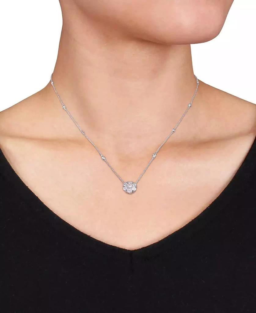 商品Macy's|Lab-Grown Moissanite Cluster 18" Pendant Necklace (1-1/3 ct. t.w.) in 10k White Gold,价格¥4974,第2张图片详细描述