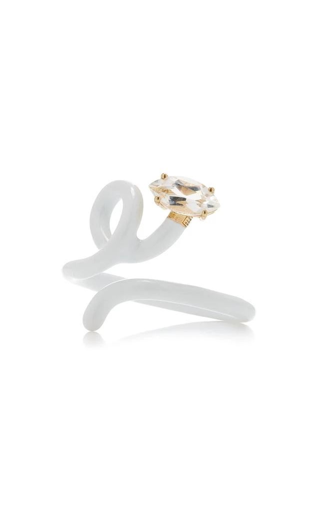 商品Bea Bongiasca|Bea Bongiasca - Baby Vine Enameled 9K Yellow Gold; Silver Crystal Ring - White - US 7 - Moda Operandi - Gifts For Her,价格¥5853,第1张图片