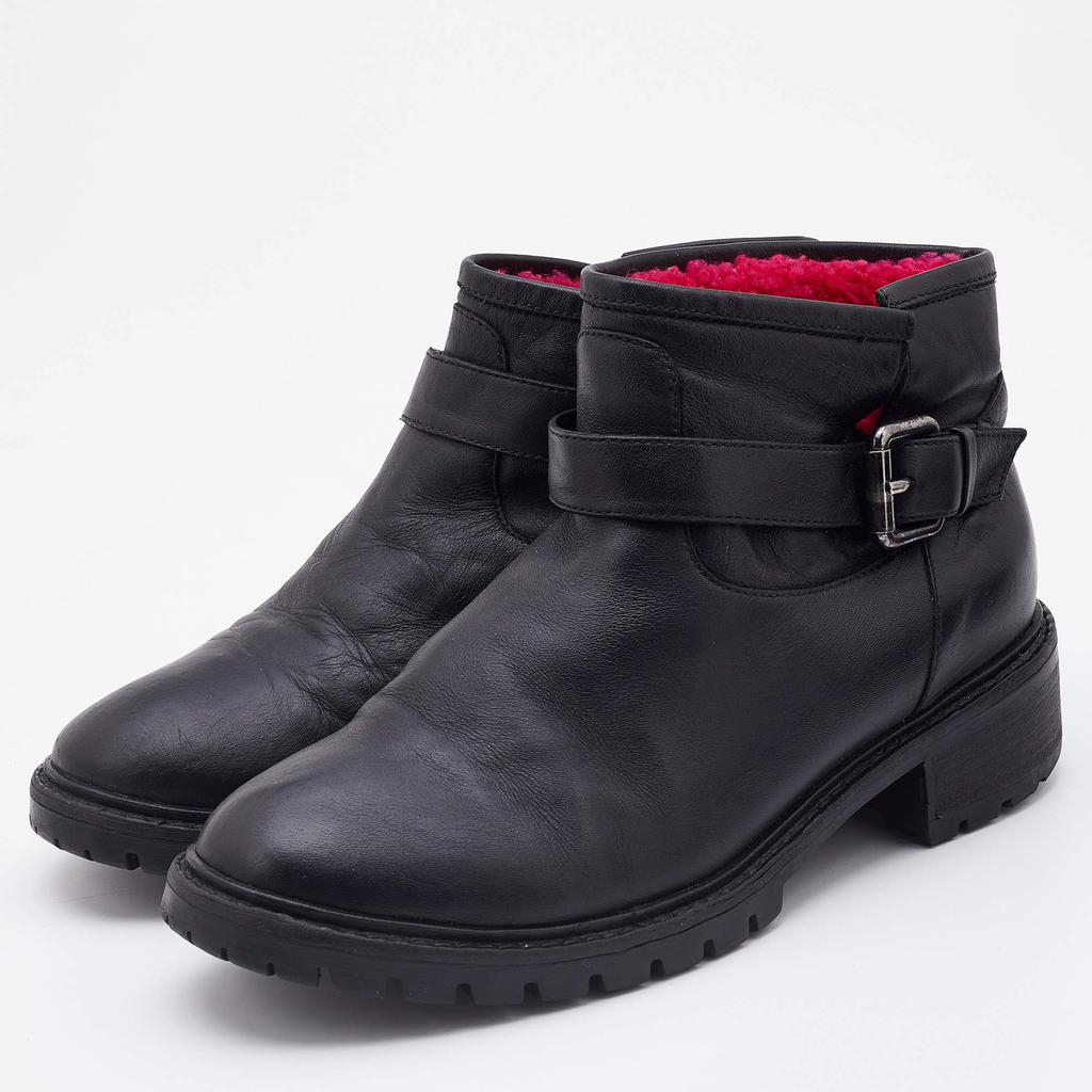 Fendi Black Leather Combat Ankle Boots Size 37商品第2张图片规格展示