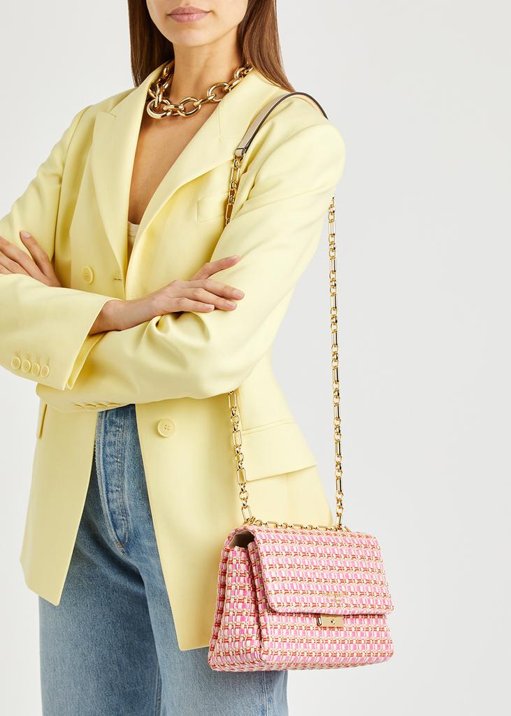 Carlyle pink raffia tweed shoulder bag商品第5张图片规格展示
