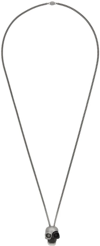 商品Alexander McQueen|Silver & Black Divided Skull Pendant Necklace,价格¥1323,第1张图片