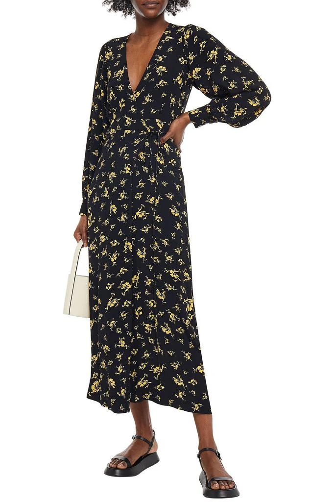 商品Ganni|Floral-print crepe midi wrap dress,价格¥557,第2张图片详细描述